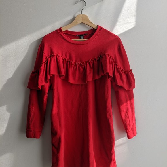 80s Red Mini Dress - Size Small - Picture 1 of 3